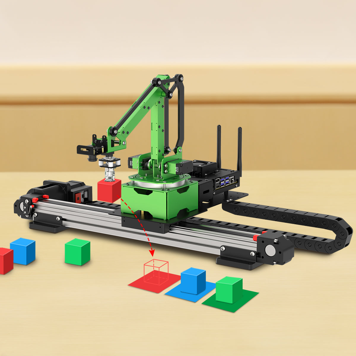 Hiwonder JetMax Pro JETSON NANO Robot Arm with Mecanum Wheel Chassis/ Electric Sliding Rail Support ROS Python Hiwonder JetMax Pro JETSON NANO Robot Arm with Mecanum Wheel Chassis/ Electric Sliding Rail Support ROS Python